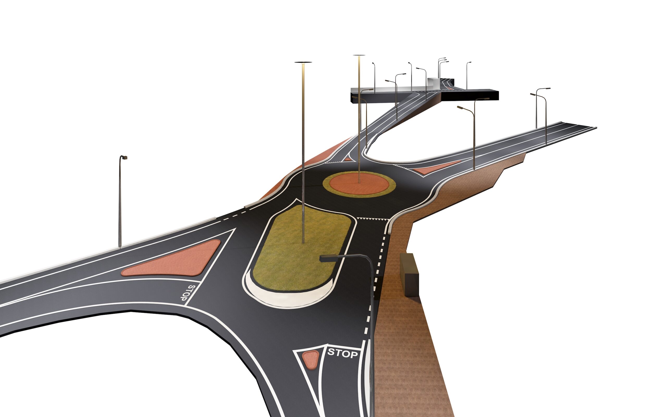 Render del progetto di riqualificazione della viabilità - vista 1