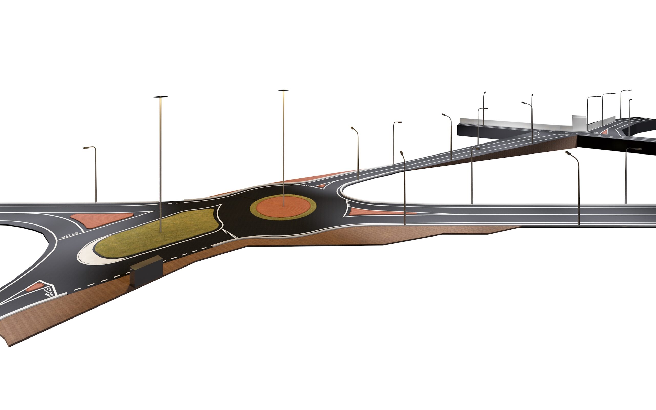 Render del progetto di riqualificazione della viabilità - vista 2