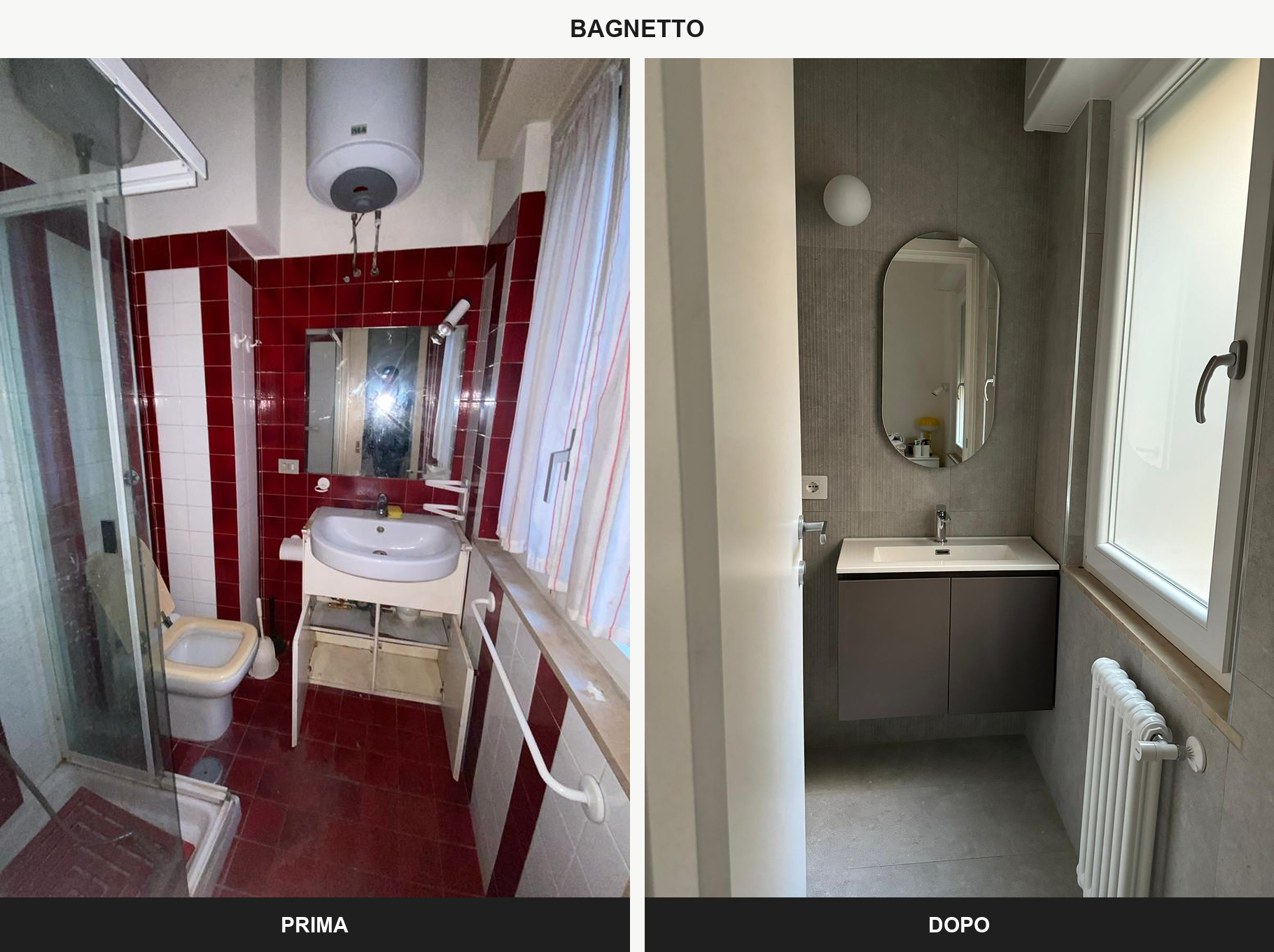Bagnetto - prima e dopo, ristrutturazione di un appartamento a Roma