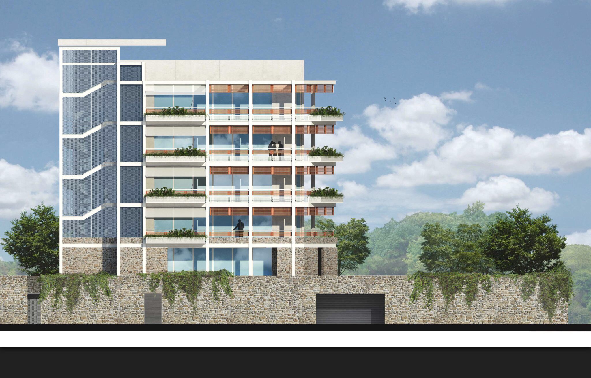 Vista progettuale del prospetto dell'edificio plurifamiliare