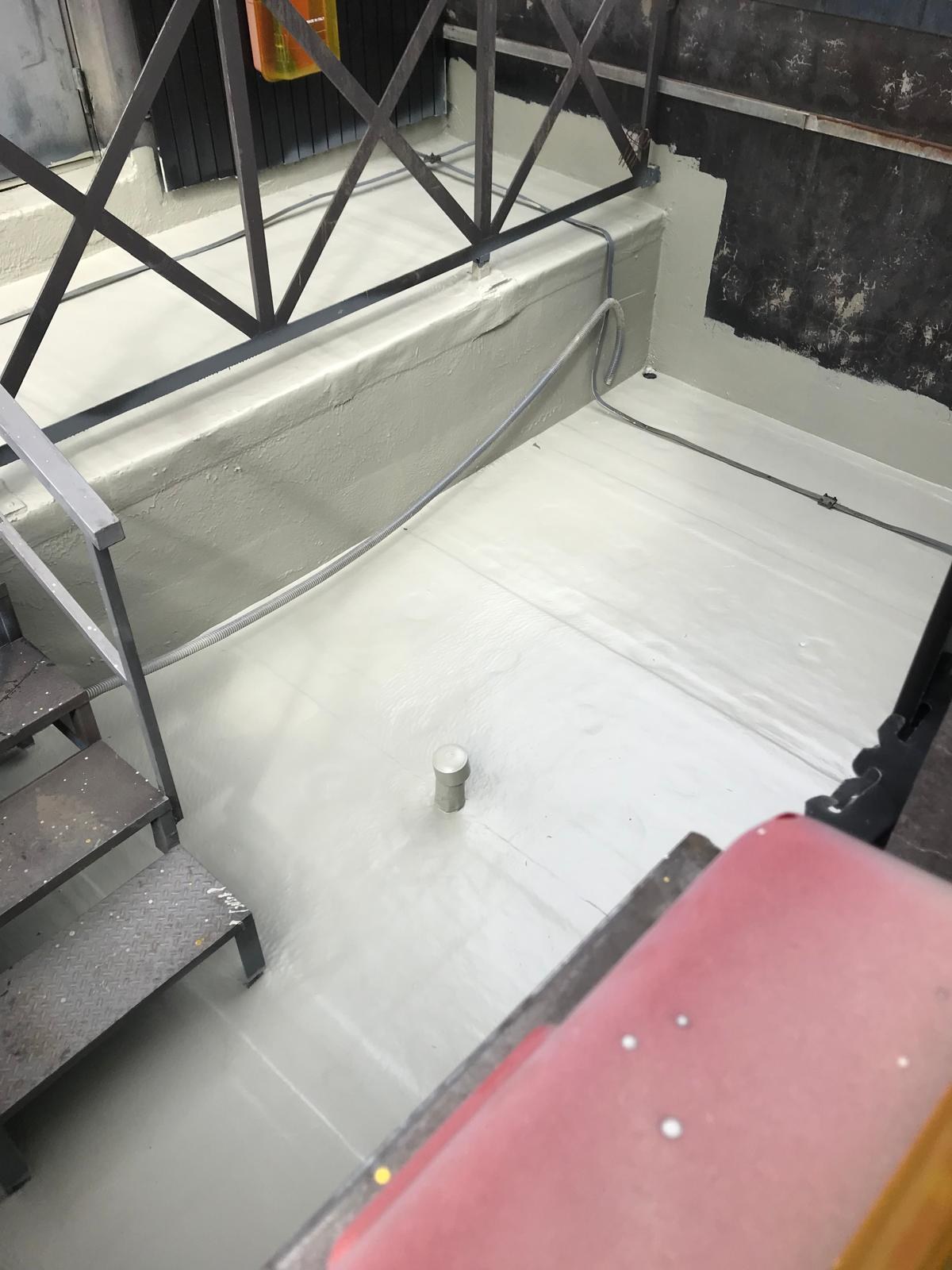 Dettaglio del terrazzo tecnico dopo l'impermeabilizzazione